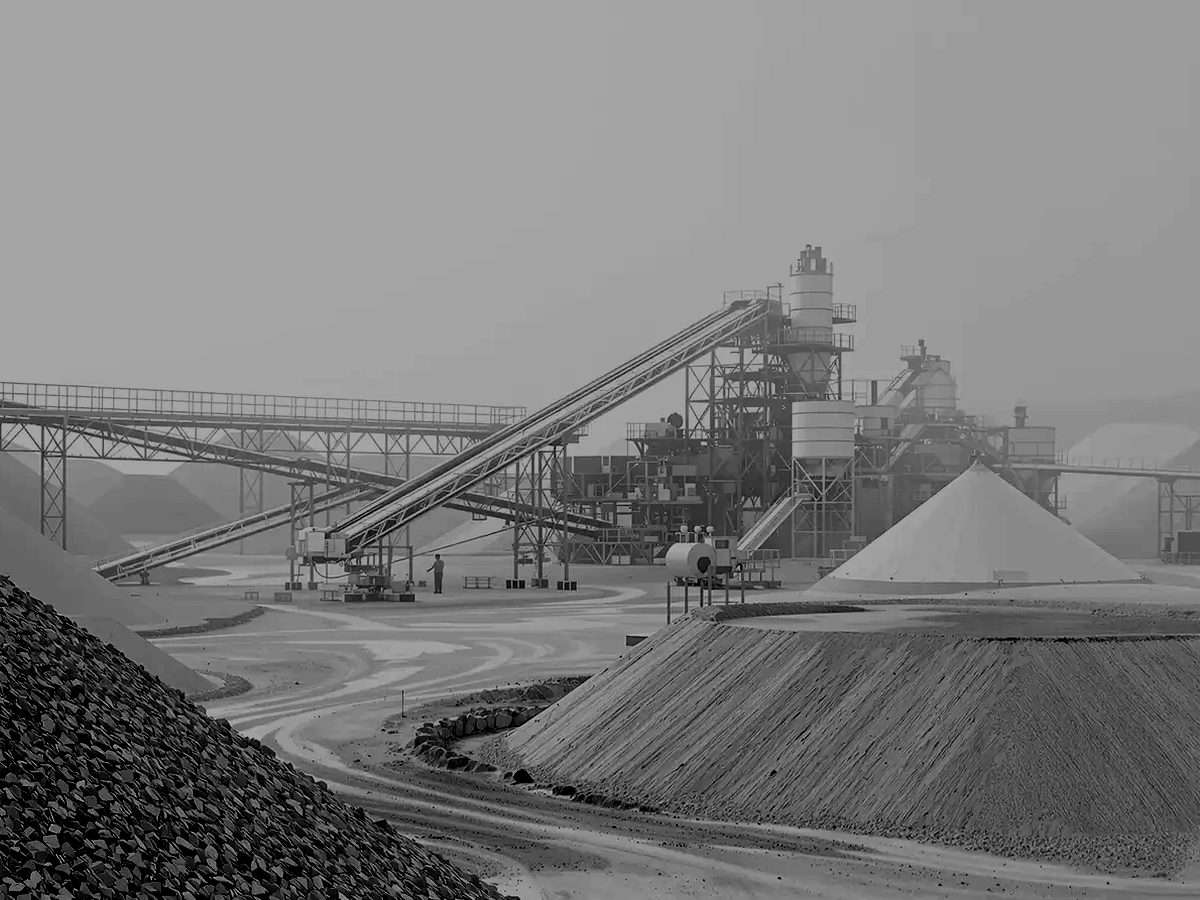 Mineral processing plant with conveyors and stockpiles